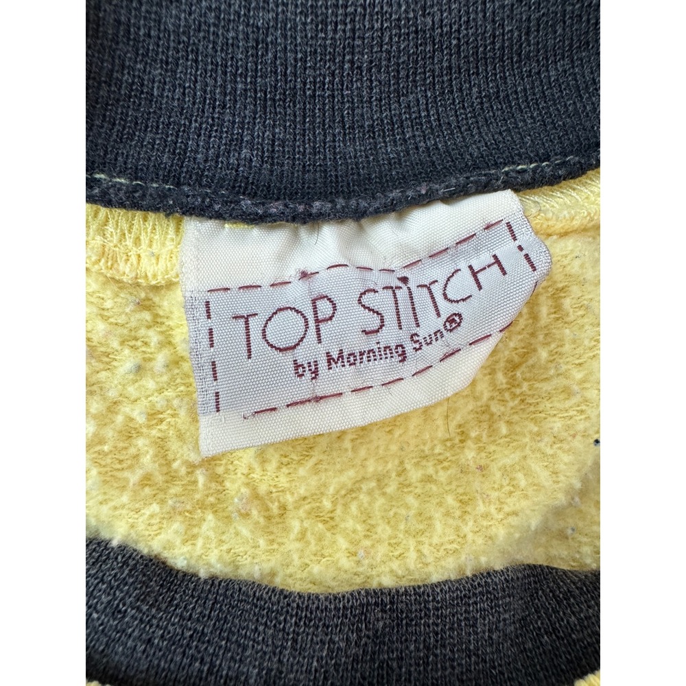 Vintage Birdhouse Embroidered Sweatshirt Yellow Cottagecore Crewneck Pullover M - Picture 11 of 12